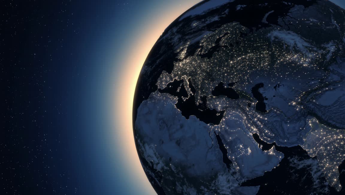 Earth seen from space at dawn